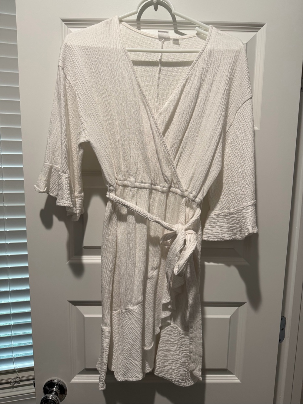 GAP Cream Wrap Mini Dress with Tie Waist
